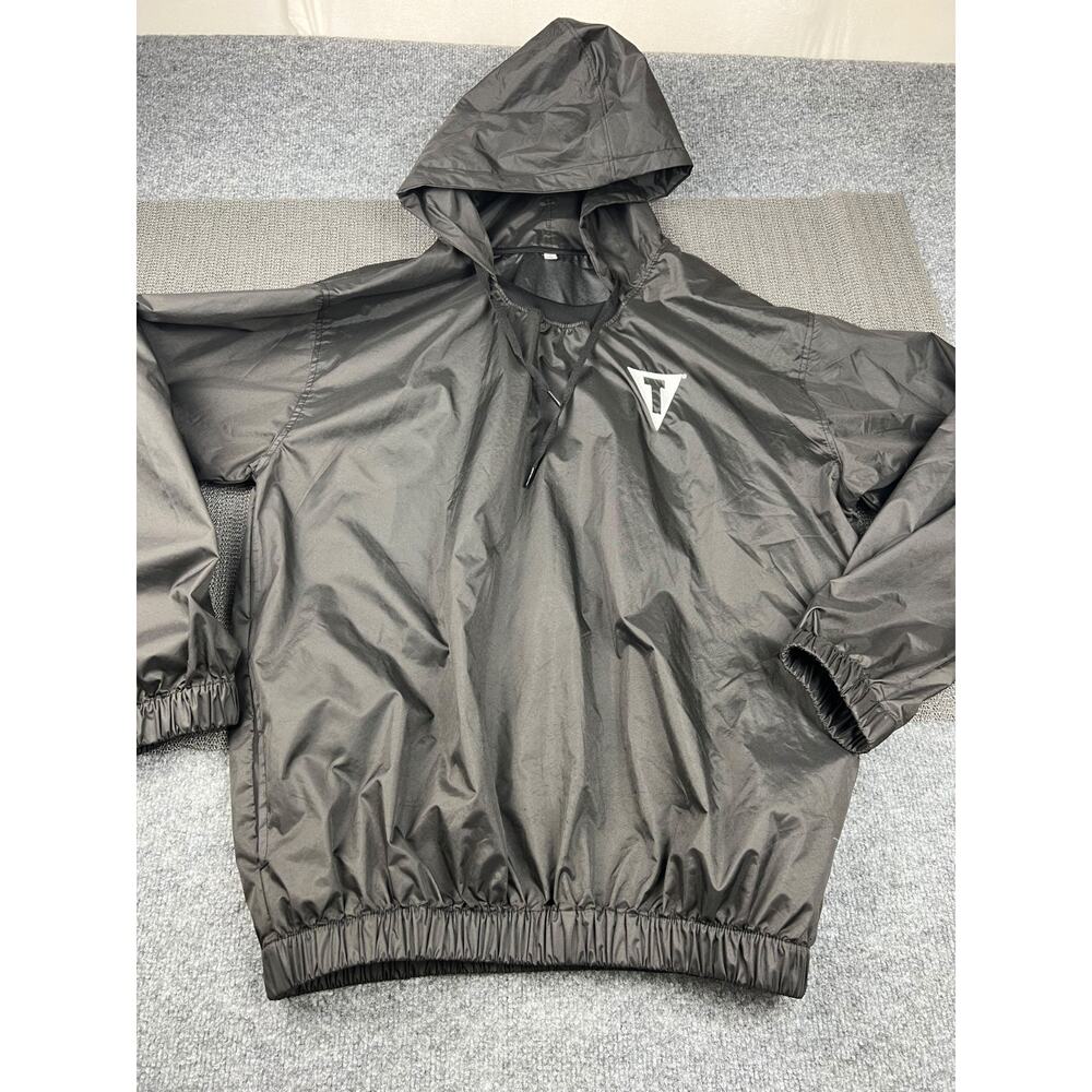 TITLE Boxing Black Hooded Warm Up Suit Jacket Mens Large #775 - Picture 3 of 6